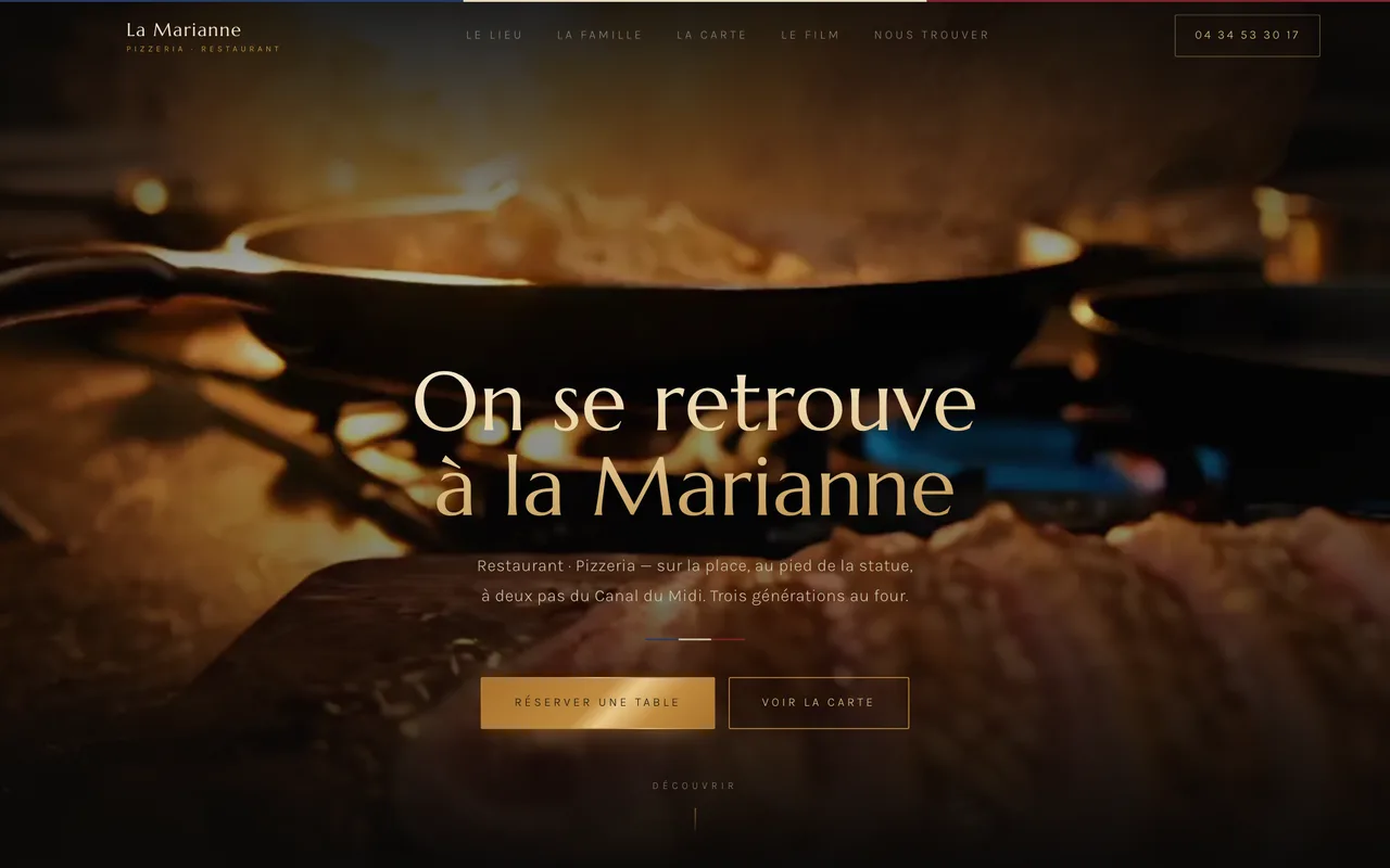 Pizzeria La Marianne — capture réelle du site livré